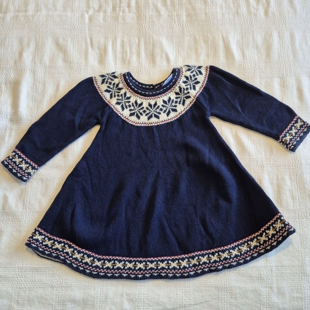 Hanna Andersson girls size 80 or 18-24 months knit long sleeve dress EUC